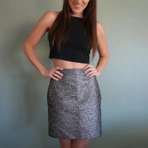 Banana Republic Textured Metallic Skirt in Silver - Picture 1 of 6